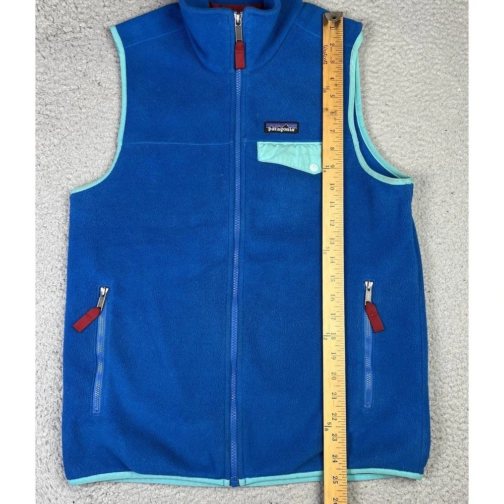 Patagonia Vest Mens S Blue Outdoor Lightweight Synchilla Fleece Snap T Zip